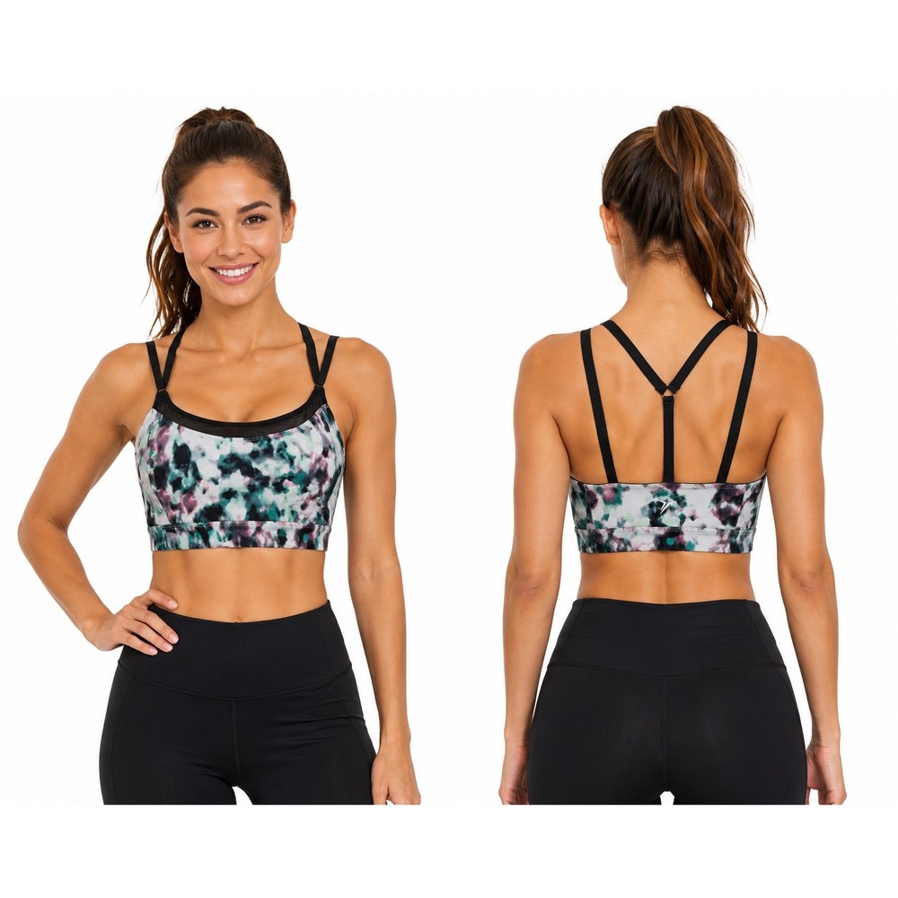 Old Navy Active Abstract Tie Dye Strappy Y-Back Sports Bra Multi-Color M 104-83